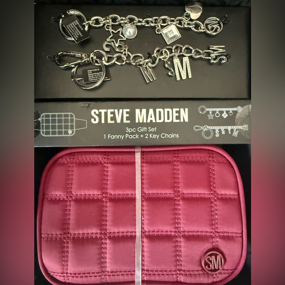 ✨ NEW Steve Madden Magenta Quilted Fanny Pack 3 pc Set✨